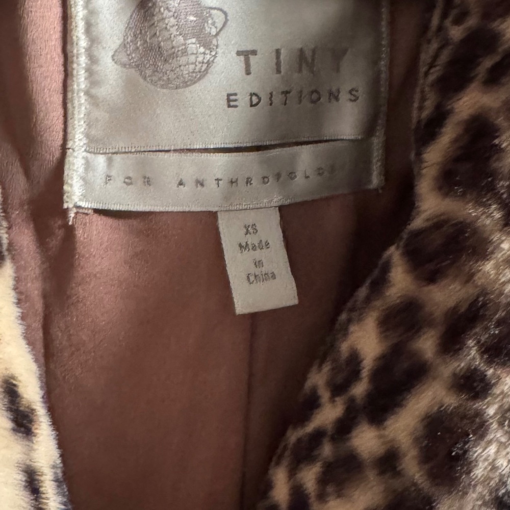 Anthropologie Plush Fur Animal Print Coat xs/small - Picture 3 of 13